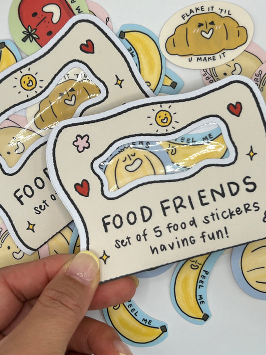 Food Friends, Set of Food Stickers Having Fun (5-Pack)